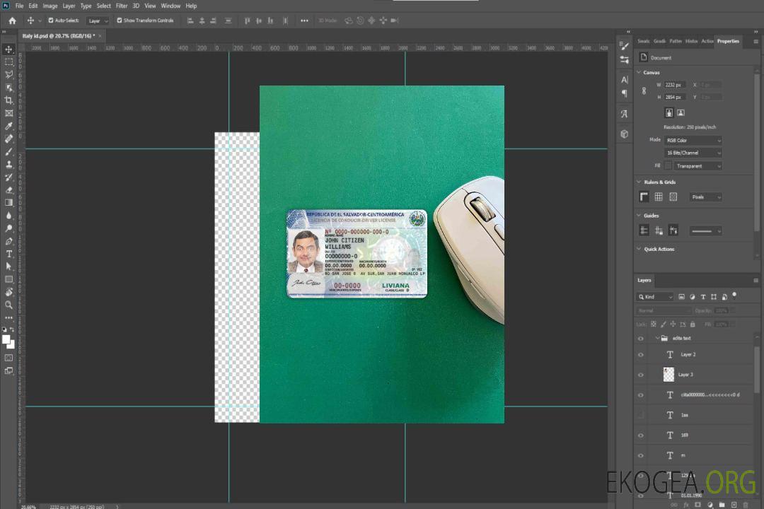 Photolook du permis de conduire du Salvador AVANT template Photolook du permis de conduire du Salvador AVANT template